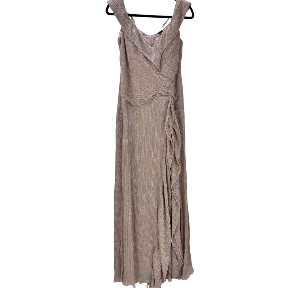 Xscape Ruffled Off-The-Shoulder Evening Sheath Gown Rose Pick Size 12 Petite NWT - Picture 5 of 12